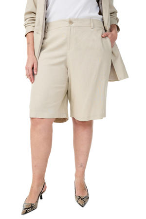 wide leg high waist bermuda short beige