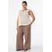 Zizzi regular fit casual broek Plus Size met krijtstreep - bruin