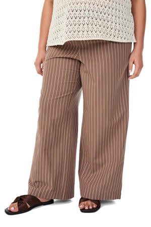 regular fit casual broek Plus Size met krijtstreep - bruin