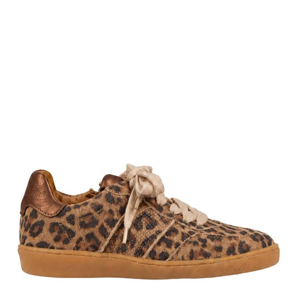 DWRS leren sneakers met panterprint - cognac/brons