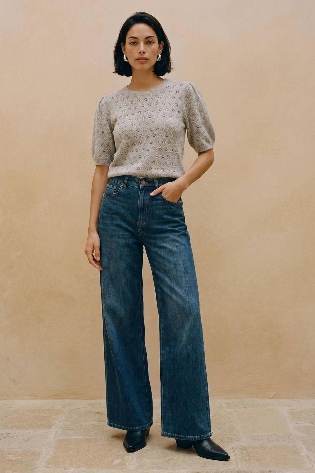VERO MODA gebreide ajour trui - taupe