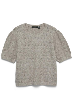gebreide ajour trui - taupe