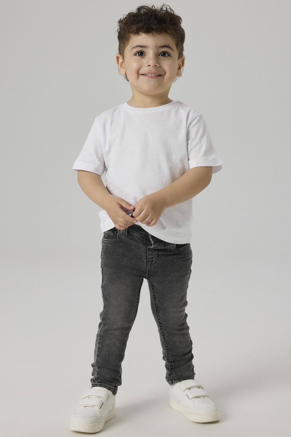 Grey denim jongens NAME IT MINI slim fit jeans met regular waist en effen