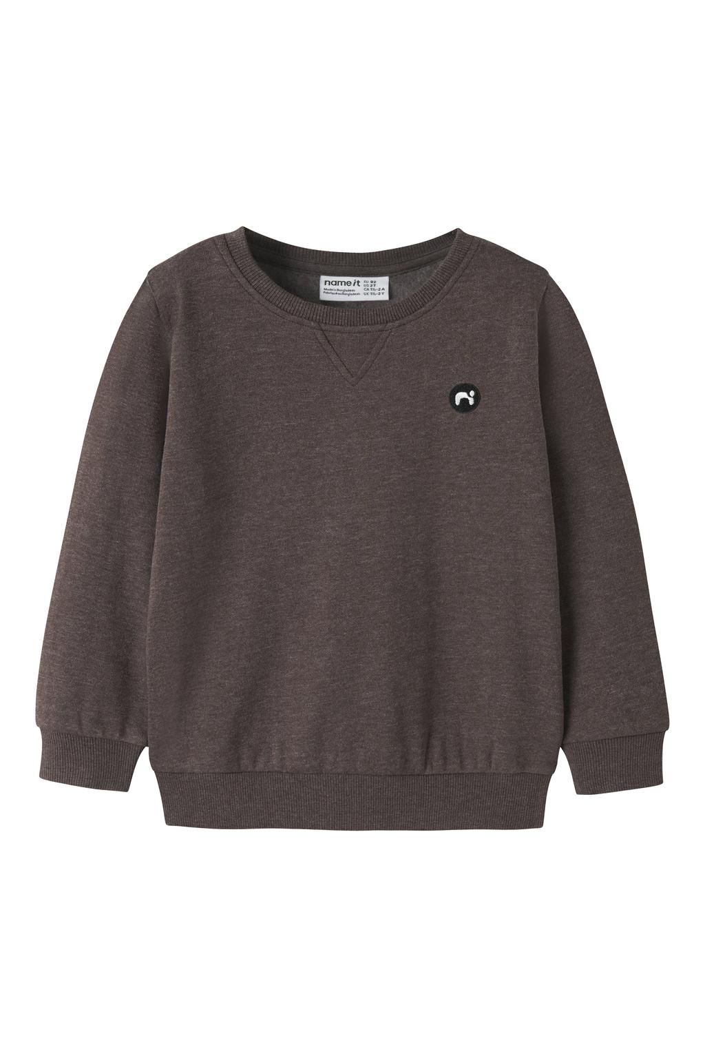 Donkerblauwe jongens NAME IT MINI sweater van katoen met effen, lange mouwen en ronde hals