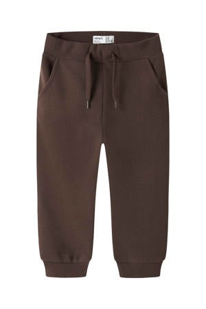 regular waist joggingbroek donkerbruin