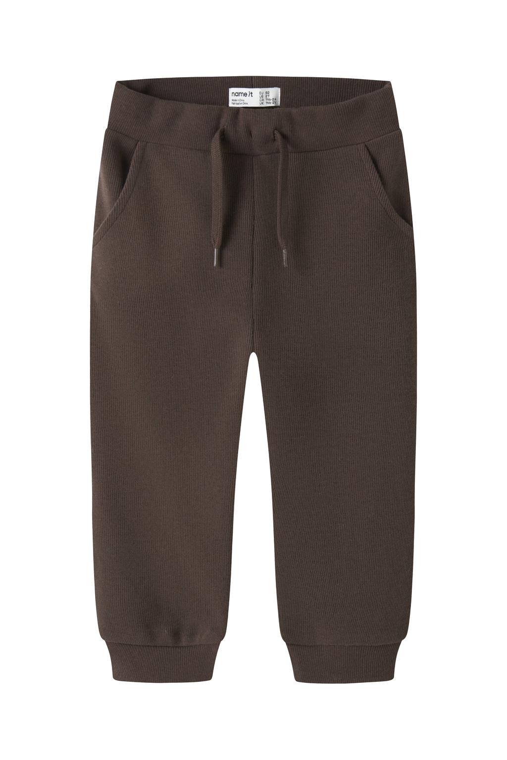 Donkerblauwe jongens NAME IT MINI regular waist joggingbroek van sweat materiaal met elastische tailleband met koord en effen