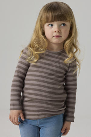 slim fit gestreepte longsleeve - bruin