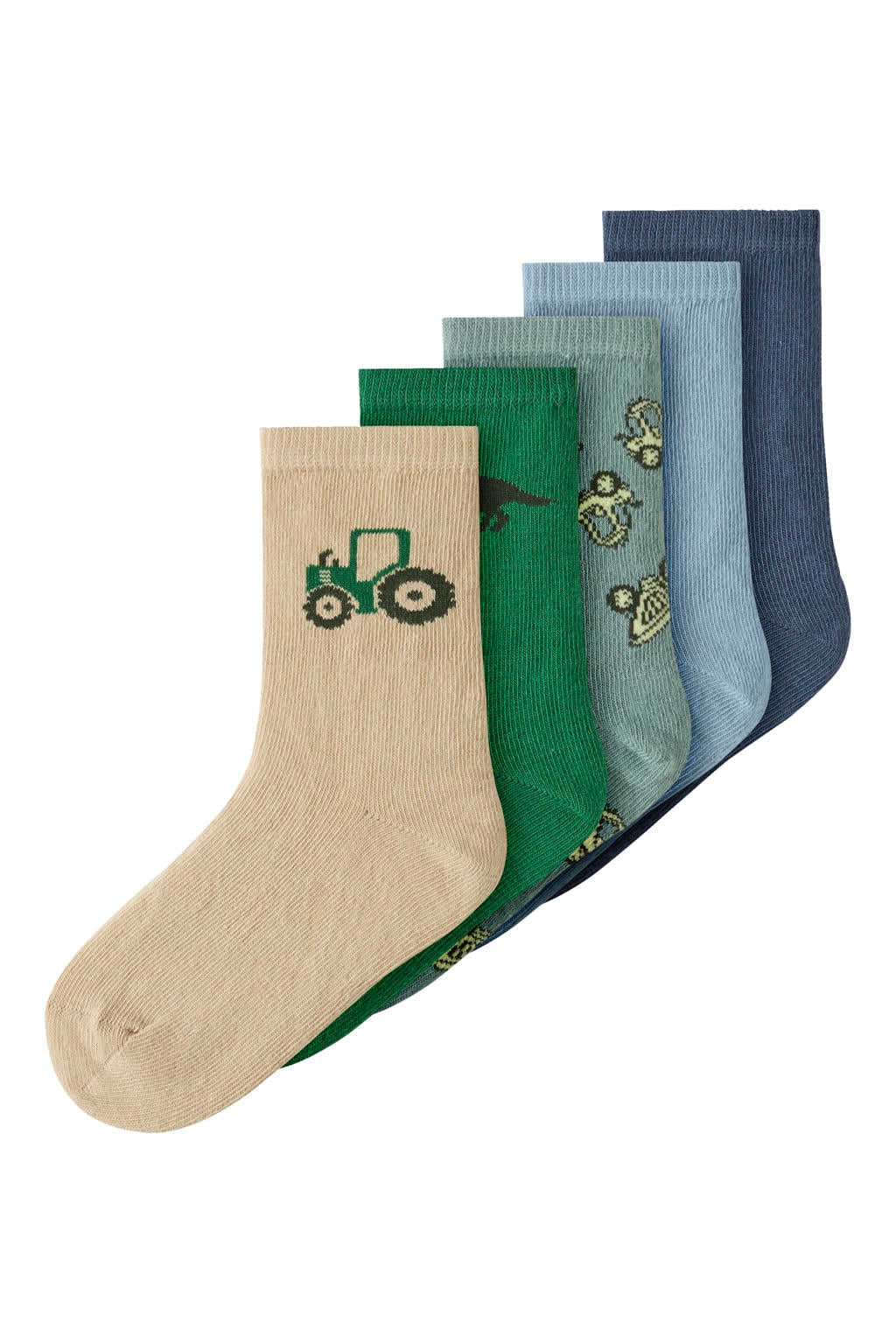 NAME IT MINI sokken met all over print groen (set van 5)