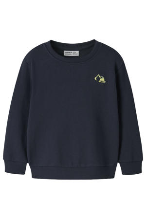 rechtvallend sweater met print - donkerblauw