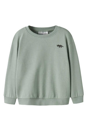 rechtvallend sweater met print - groen