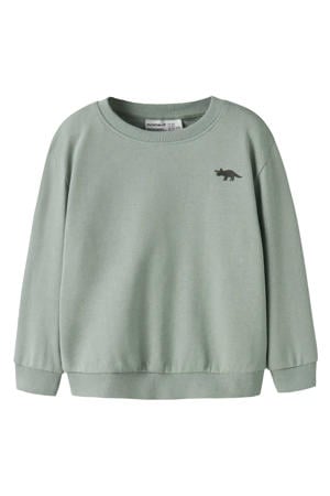 rechtvallend sweater met print - groen