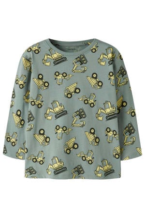 regular fit longsleeve met print - groen