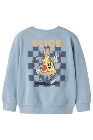 sweater met backprint - lichtblauw
