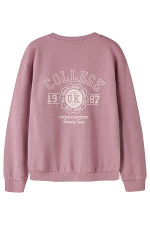 rechtvallende sweater met print - lila