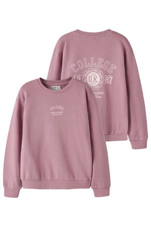 rechtvallende sweater met print - lila