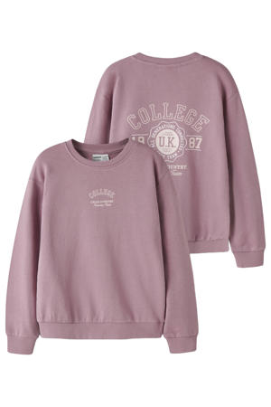 rechtvallende sweater met print - lila