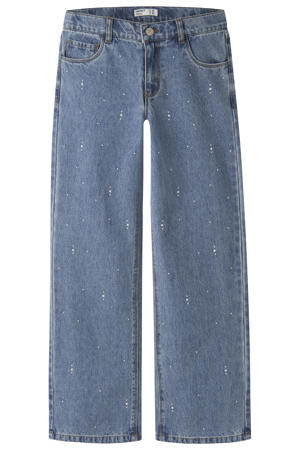 NKFROSE wide leg jeans met print en studs - mediumblauw