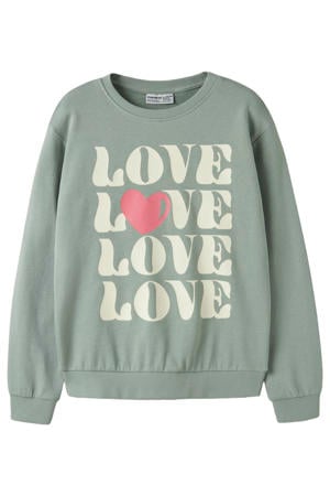 rechtvallende sweater met print - groen
