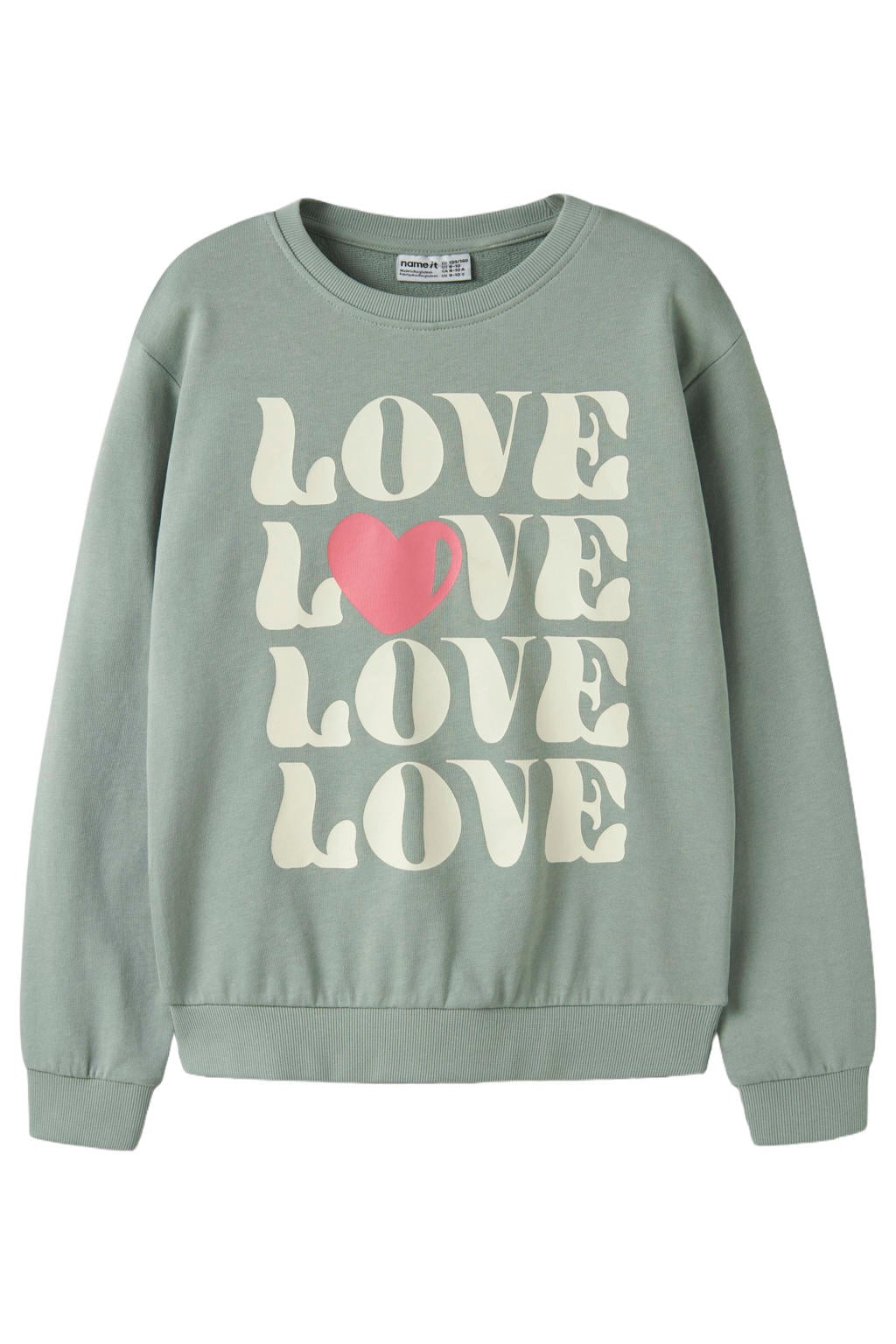 NAME IT KIDS rechtvallende sweater met print - groen