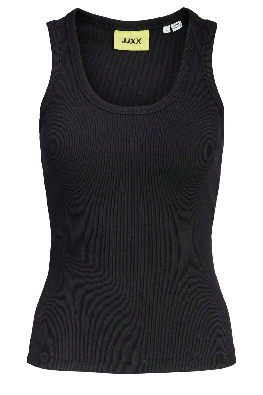 Zwarte meisjes JJXX GIRL tanktop van stretchkatoen met effen, ronde hals en rib gebreide details