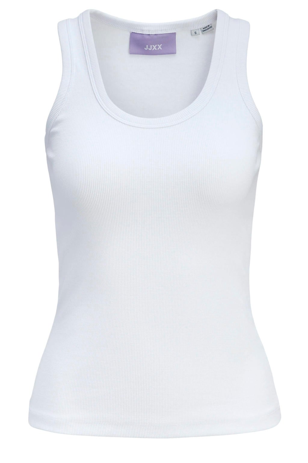 Witte meisjes JJXX GIRL tanktop gebreid van stretchkatoen met effen en ronde hals