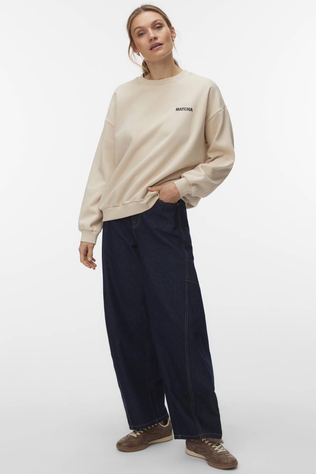 VERO MODA sweater met backprint - beige