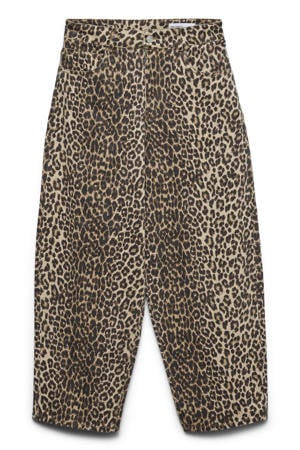 VMBILLIE high waist barrel jeans met panterprint - bruin