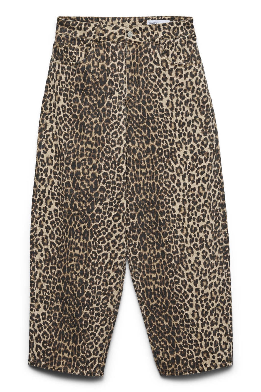 VERO MODA VMBILLIE high waist barrel jeans met panterprint - bruin