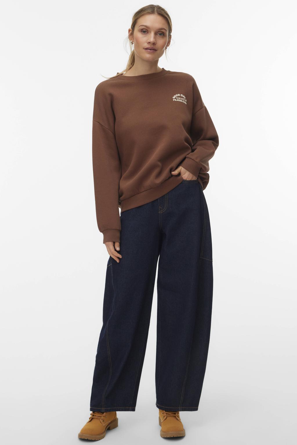 VERO MODA sweater met backprint - bruin