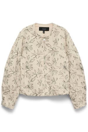 katoenen gebloemde zomerjas - beige