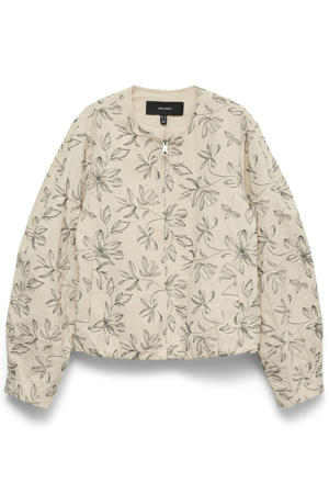 katoenen gebloemde zomerjas - beige