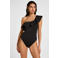 Hunkemöller one shoulder badpak met volant Malibu zwart