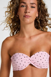 thumbnail: Hunkemöller voorgevormde strapless bandeau bikinitop met stippen roze