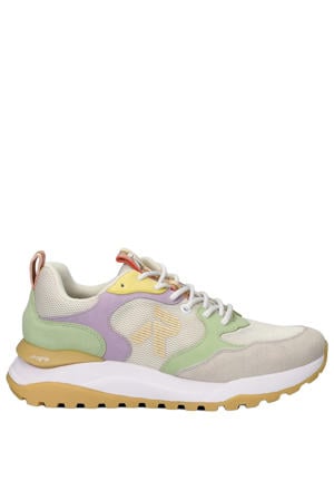 Revolution chunky leren sneakers beige/lila/lichtgroen