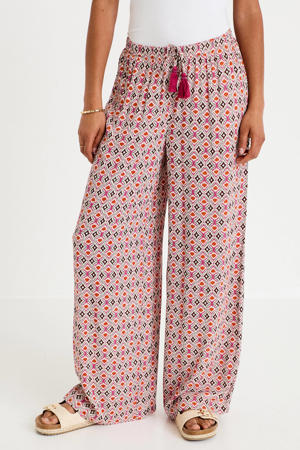 wide leg regular waist broek multi