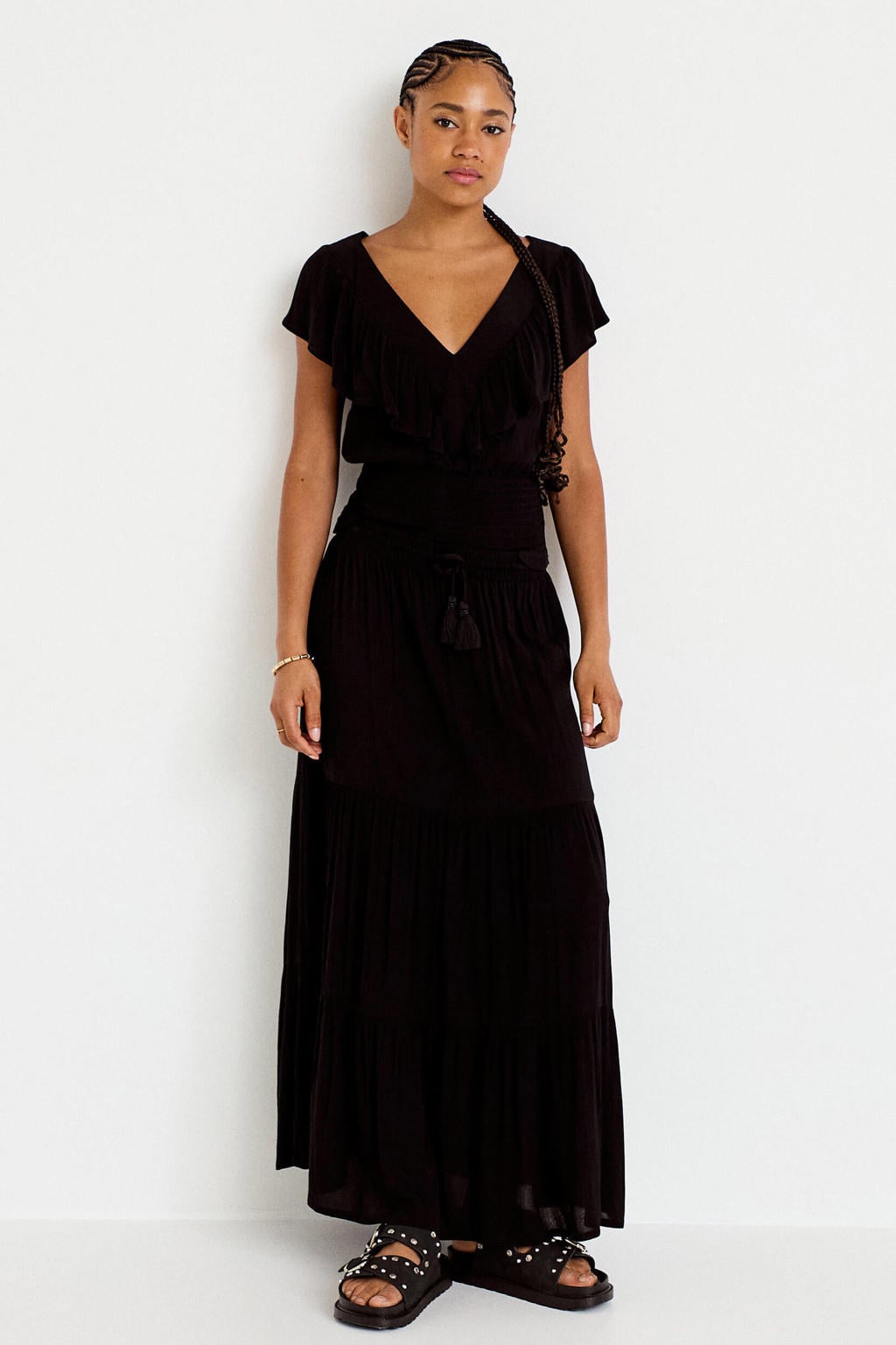 Cache Cache maxi strokenrok met ruches - zwart