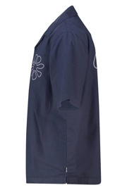thumbnail: America Today relaxed casual overhemd met linnen met backprint blauw