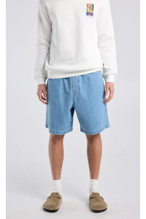 relaxed casual short met linnen blauw