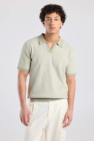 regular polo met ingebreid patroon groen