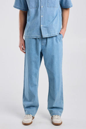 relaxed casual broek met linnen blauw