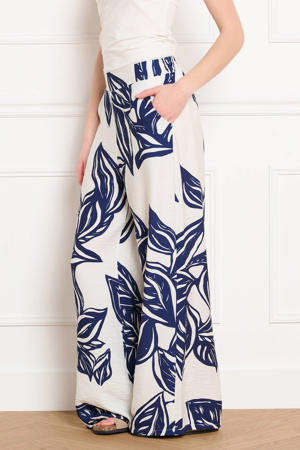 high waist gebloemde casual broek blauw