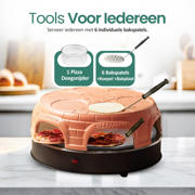 thumbnail: Emerio  Originele Pizzarette - 6 Personen - Pre-bake functie - Terracotta koepel - 1200W