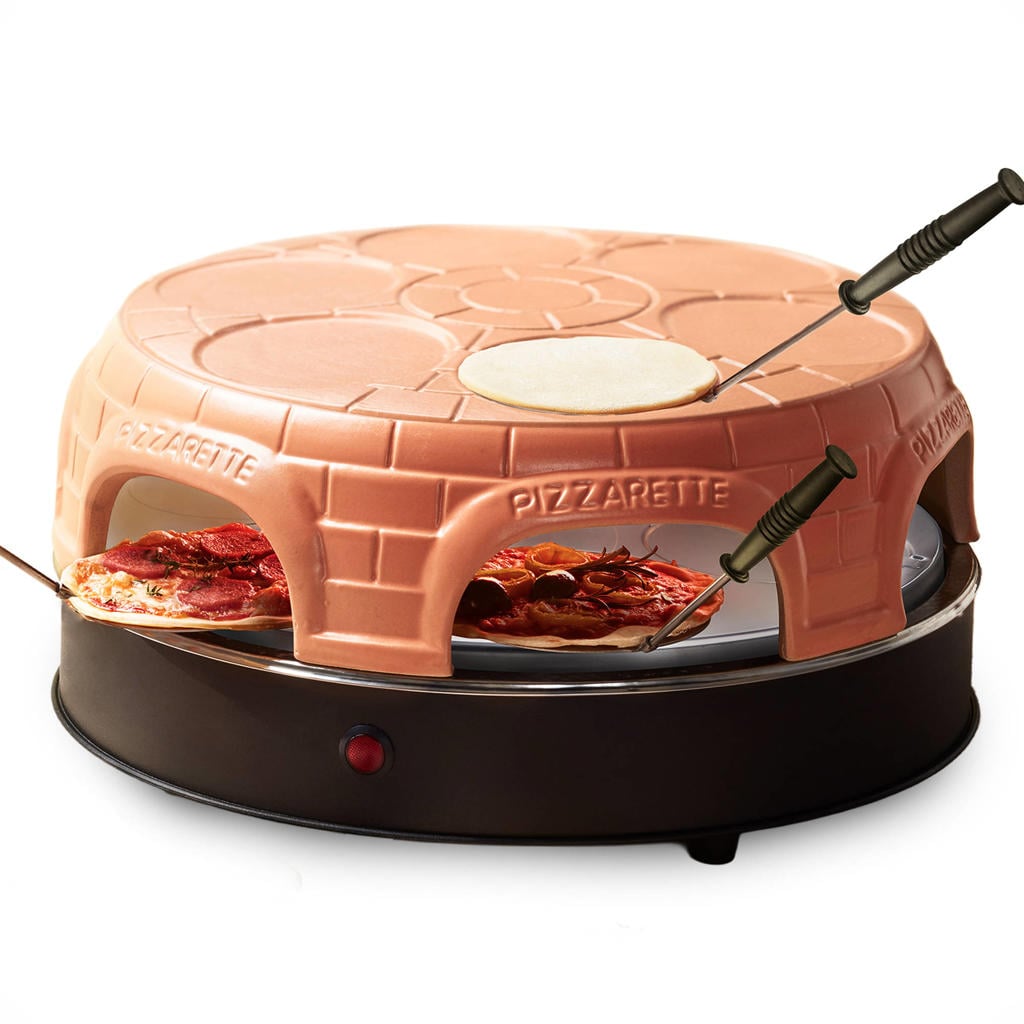 Emerio Originele Pizzarette - 6 Personen - Pre-bake functie - Terracotta koepel - 1200W