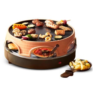 Originele Pizzarette - 6 Personen - Terracotta koepel - Raclette en grill - 1500W