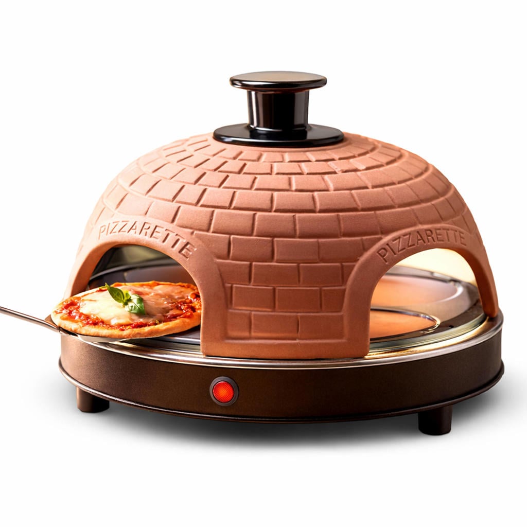 Emerio Originele Pizzarette - 4 Personen - Terracotta koepel - 1000W