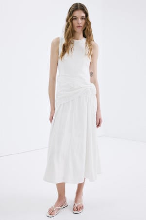 midi jurk broderie ecru