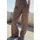 Mango wide leg high waist broek met krijtstreep bruin