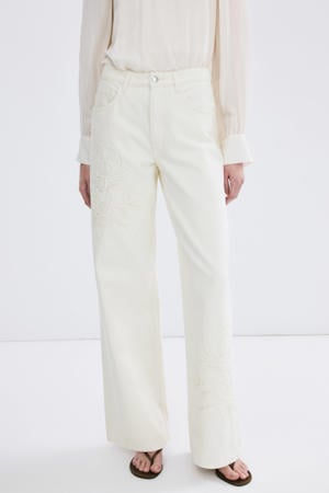 high waist wide leg jeans crème