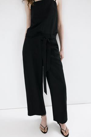 wide leg regular waist casual broek zwart