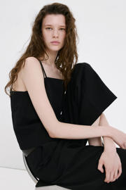 thumbnail: Mango wide leg regular waist casual broek zwart